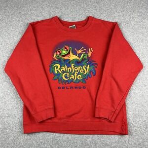 Vintage Rainforest Cafe‎ Orlando Pullover Sweatshirt Red Boys Kids 10 Large
